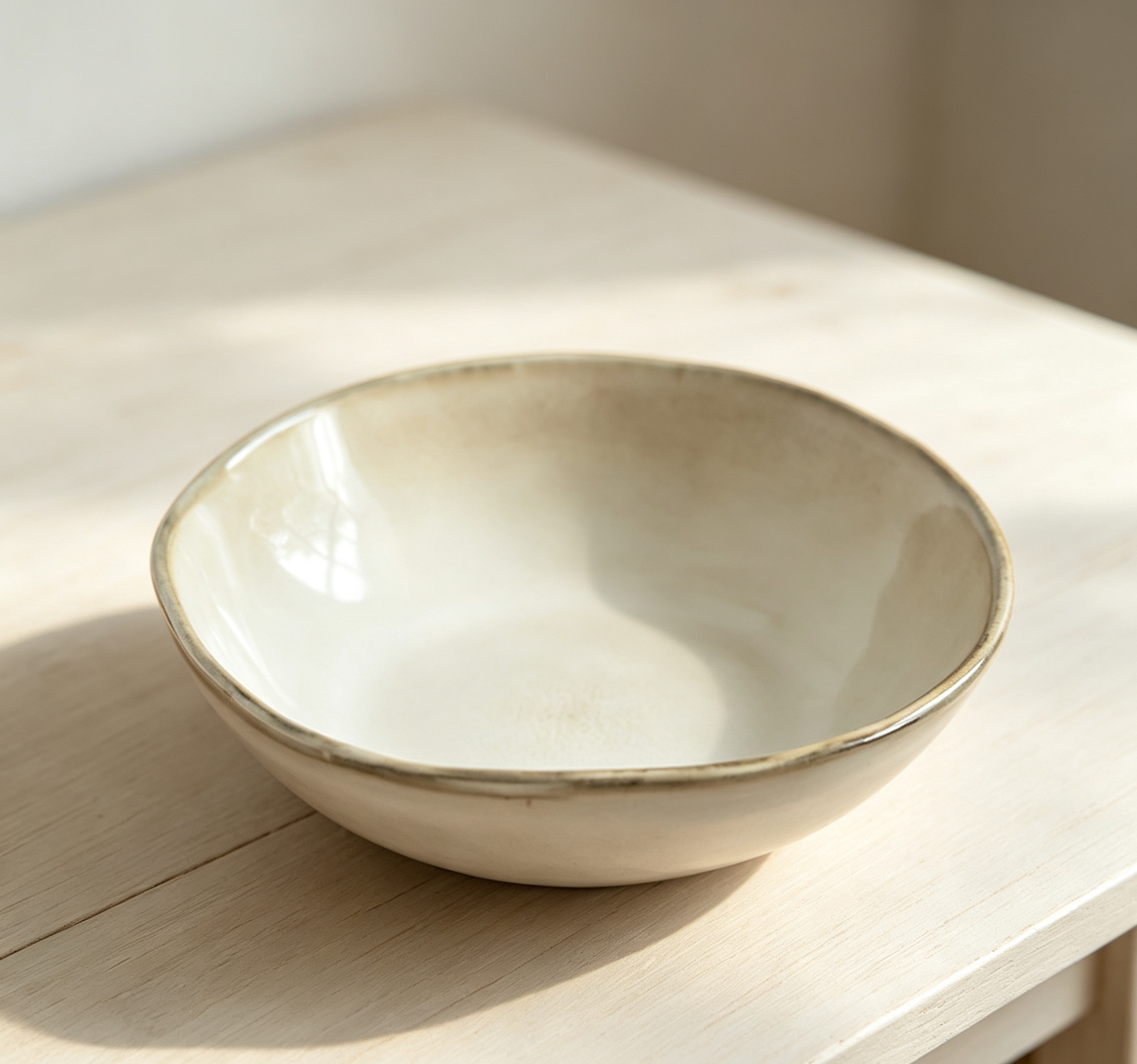 Vintage Distressed Off-white Salad Bowl For Home Dining