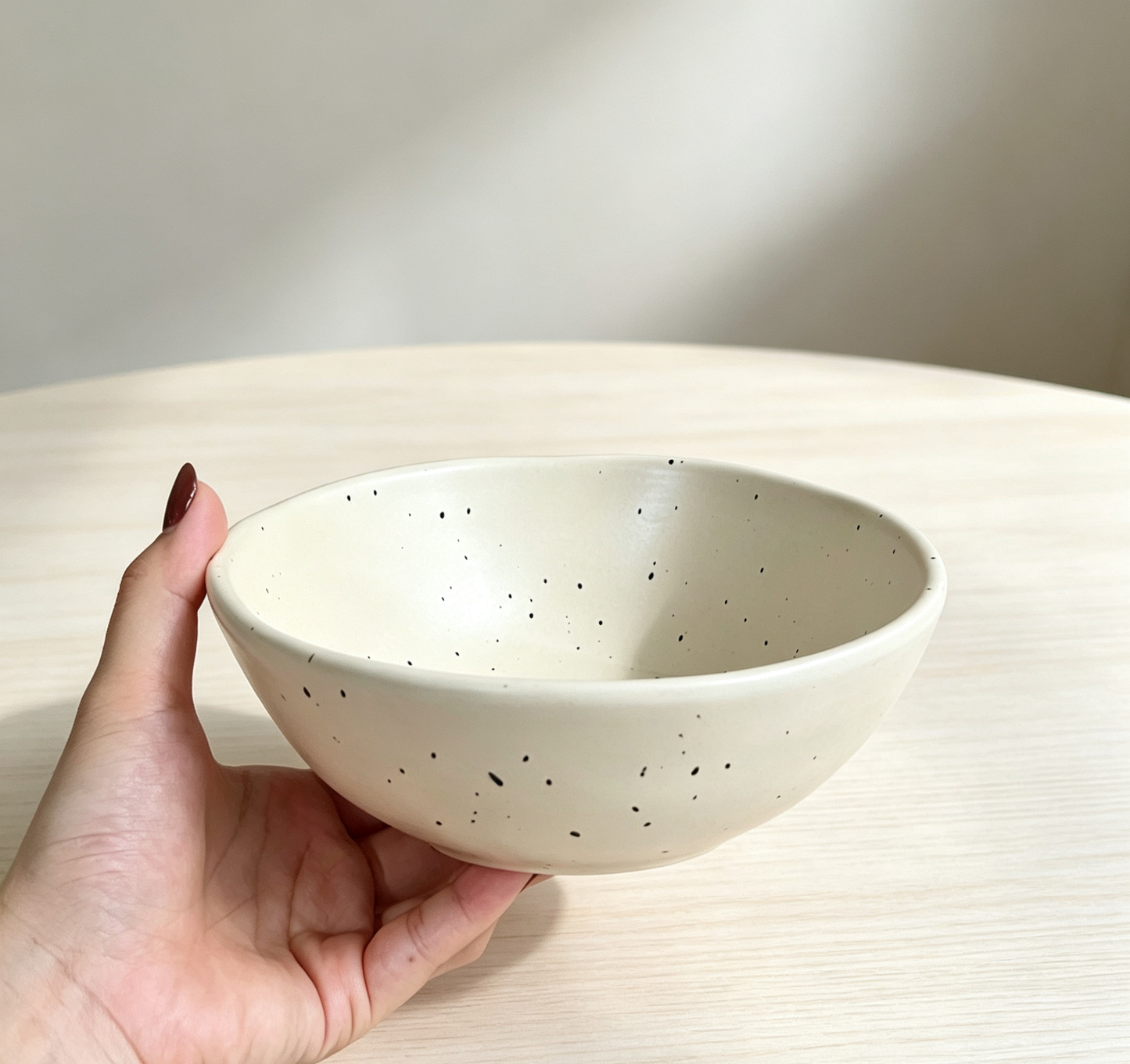 Cream Style Ink-splatter Speckled Ceramic Rice Bowl