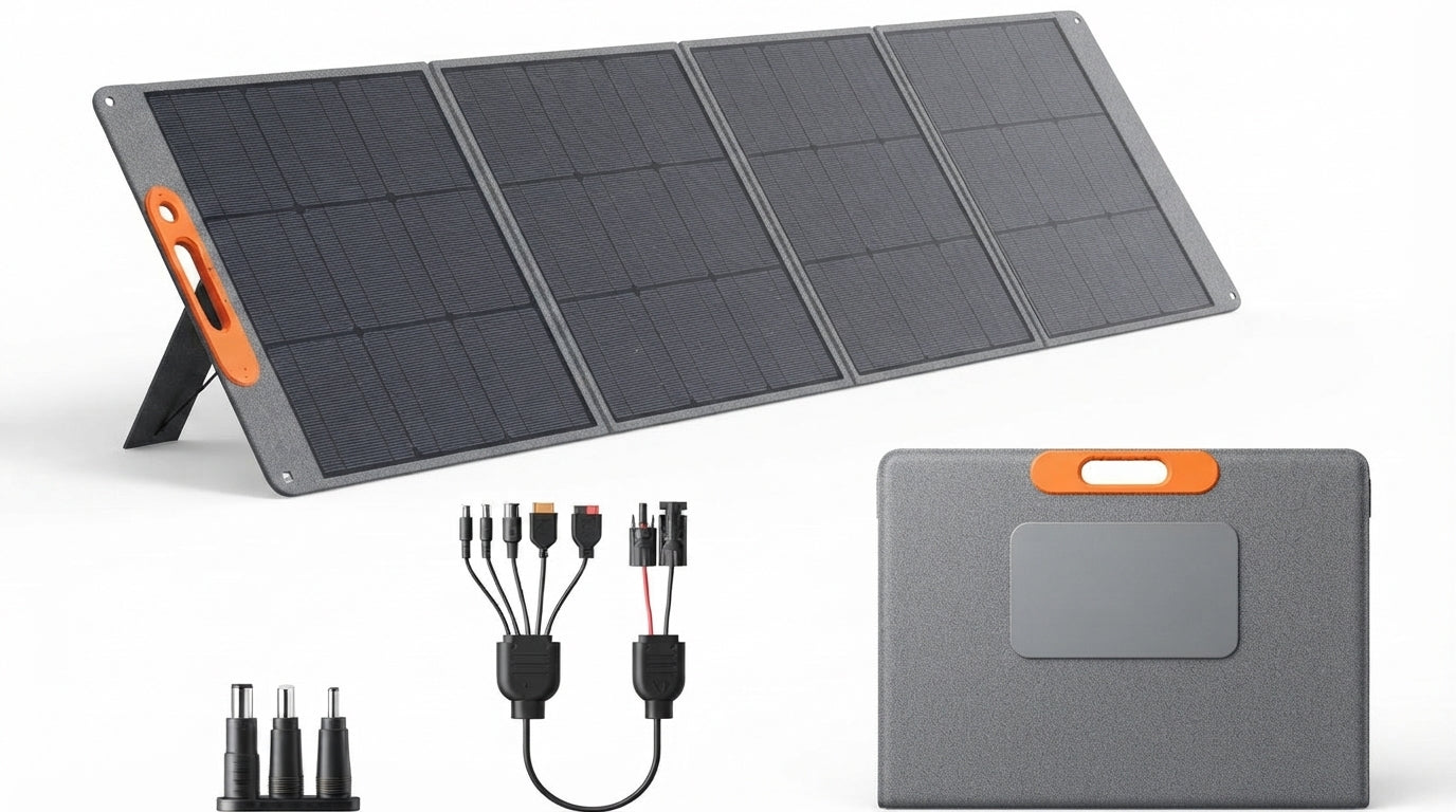 400W Portable Solar Panel for Power Station, 24% High Efficiency Lightweight ETFE Foldable Solar Panel Charger, MC4 Output, IP65 Waterproof, for Outdoor Camping, RV, Emergency Power Supply
