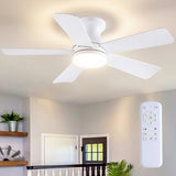 41 inch Ceiling Fans with Lights, Black Flush Mount Ceiling Fan with Remote, 3CCT, LED Dimmable, Reversible, 6 Fan Speeds, Quite Low Profile Ceiling Fan with Lights Modern Bedroom Kitchen Indoor