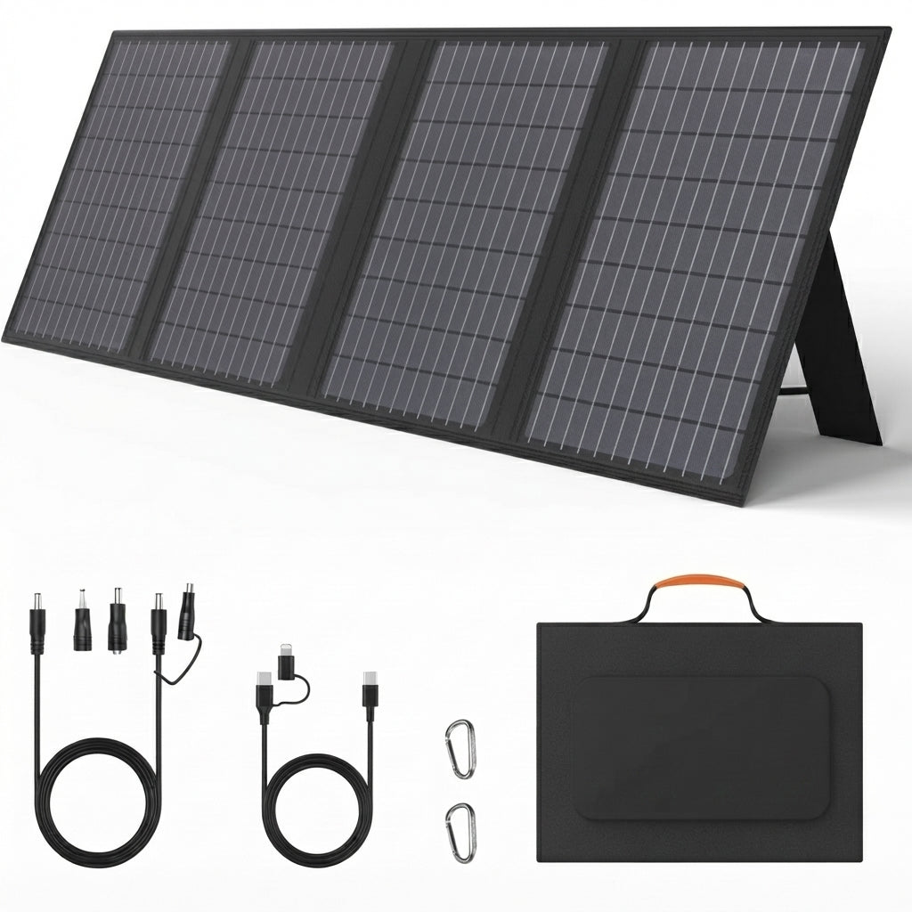 400W Portable Solar Panel, Lightweight Foldable Solar Panels Complete with an Adjustable Kickstand