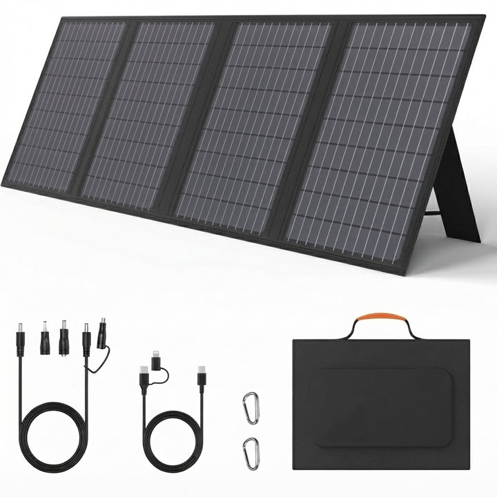 400W Portable Solar Panel, Lightweight Foldable Solar Panels Complete with an Adjustable Kickstand