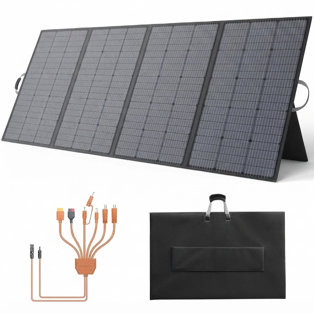 400W Portable Solar Panel, Lightweight Foldable Solar Panels Complete with an Adjustable Kickstand