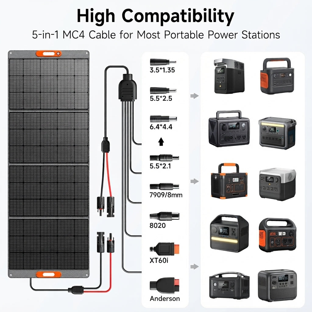 400W Portable Solar Panel, Lightweight Foldable Solar Panels Complete with an Adjustable Kickstand