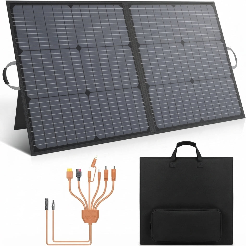 400W Portable Solar Panel, Lightweight Foldable Solar Panels Complete with an Adjustable Kickstand