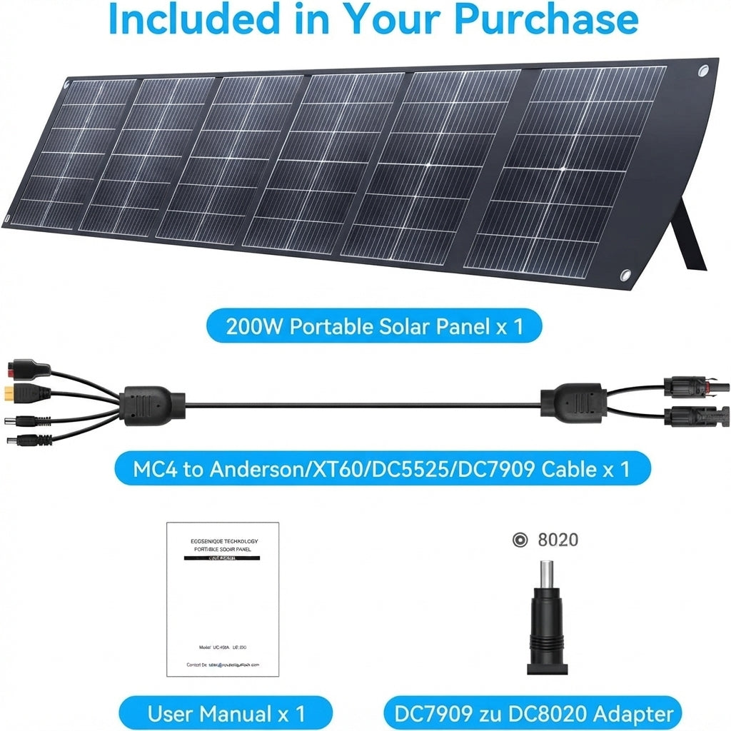 400W Portable Solar Panels CPC Material 3m 40V MC4 Cable & XT60 Anderson DC