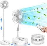 Portable Foldable Oscillating Fan - 8.6" 8000mah Rechargeable Battery Operated USB C Small Fan with Remote Quiet Table Desk Fan Folding Standing Pedestal Fan for Rome Office Camping Travel