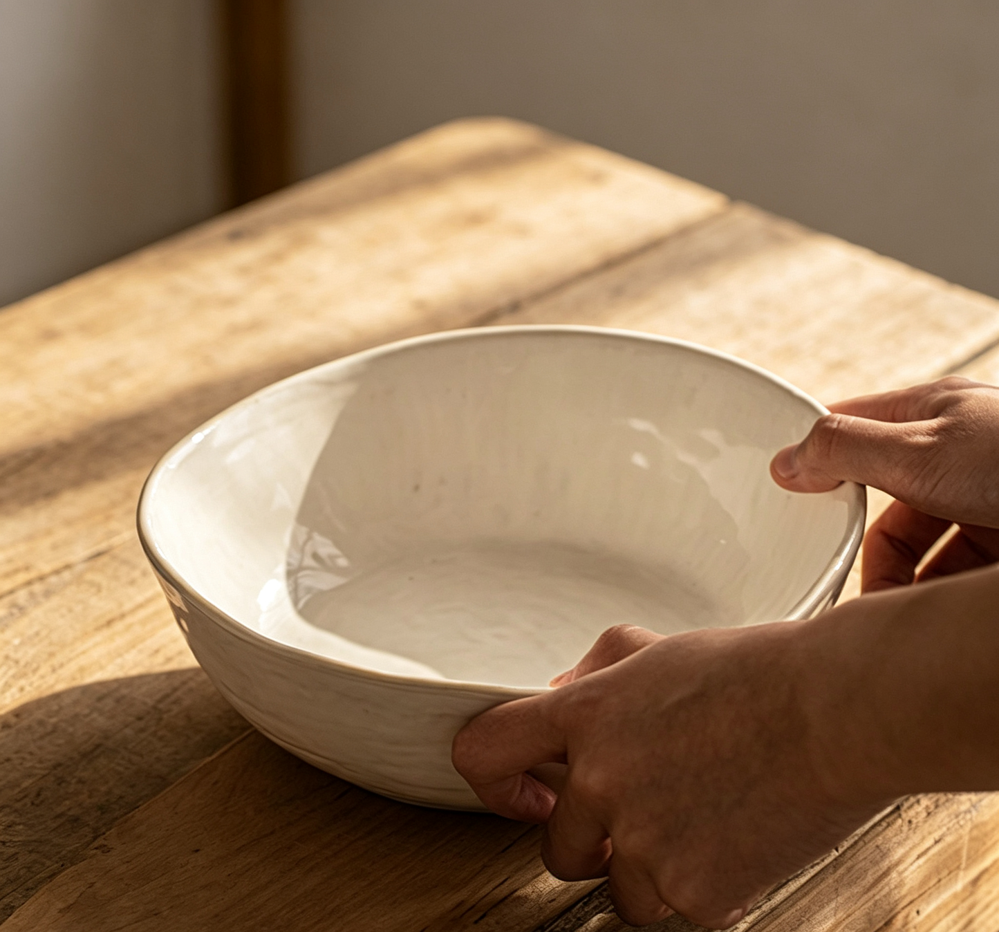 Vintage Off-white Distressed Large-capacity Salad Soup Bowl