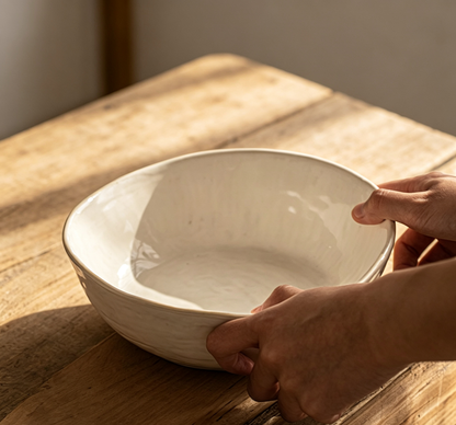 Vintage Off-white Distressed Large-capacity Salad Soup Bowl