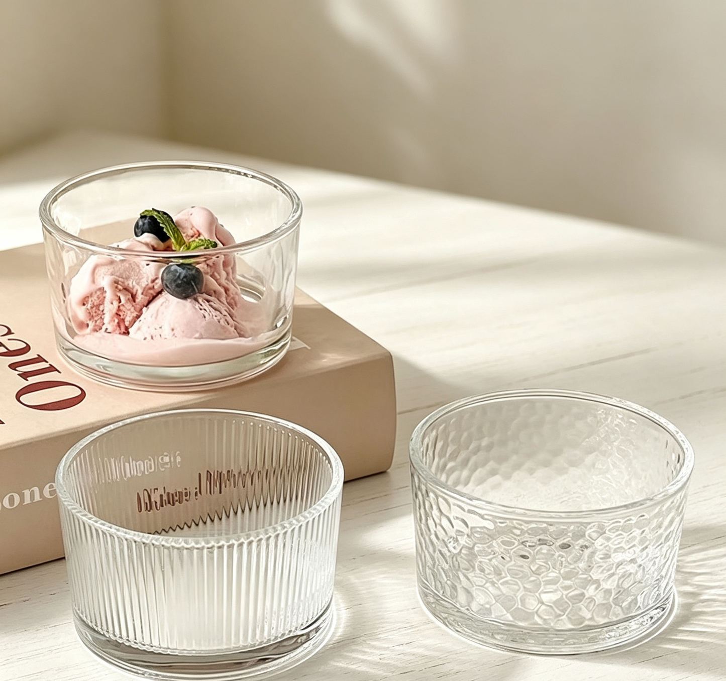 Aesthetic Household Glass Bowls For Ice Cream & Fruit Portioning