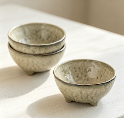 Vintage Distressed Tripod Dipping Sauce & Snack Bowl