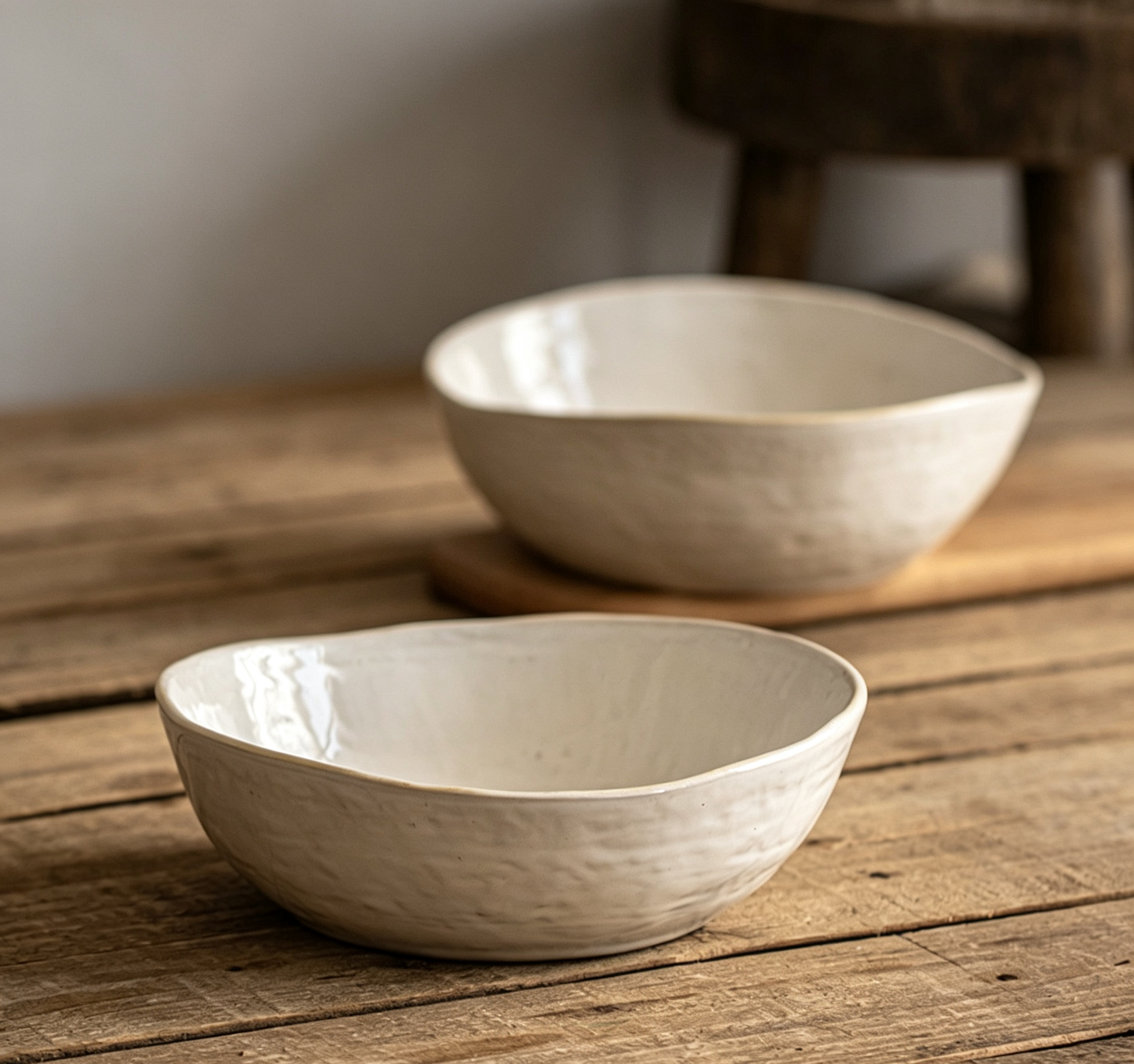 Vintage Off-white Distressed Large-capacity Salad Soup Bowl