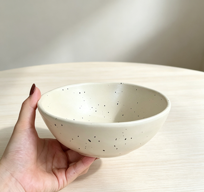 Cream Style Ink-splatter Speckled Ceramic Rice Bowl
