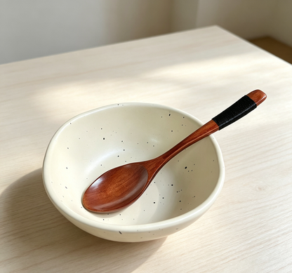 Cream Style Ink-splatter Speckled Ceramic Rice Bowl